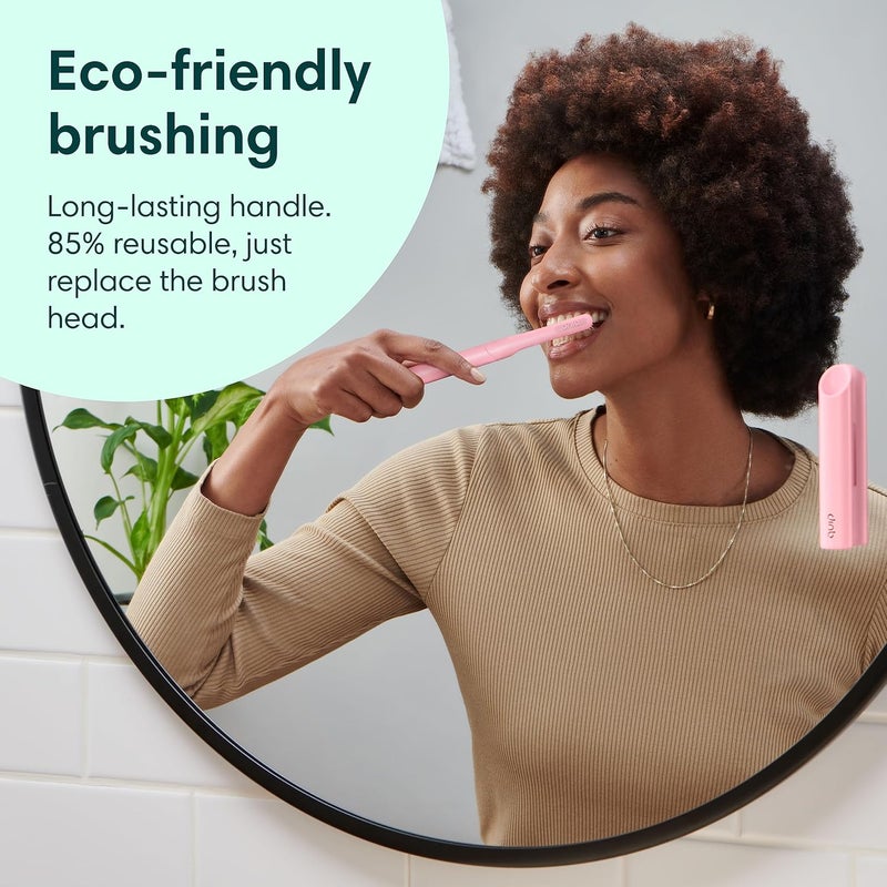 quip Rechargeable Smart Sonic Toothbrush for Adults - Timed Electric Toothbrush with Bluetooth & Rewards App - Replaceable Brush Head, Soft Bristles, Metal Handle - Travel Toothbrush - All-Pink - Image 5